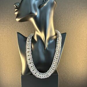 💎 Custom 20” Handcrafted Silver-Tone Weave Chain Necklace – Bold, Elegant